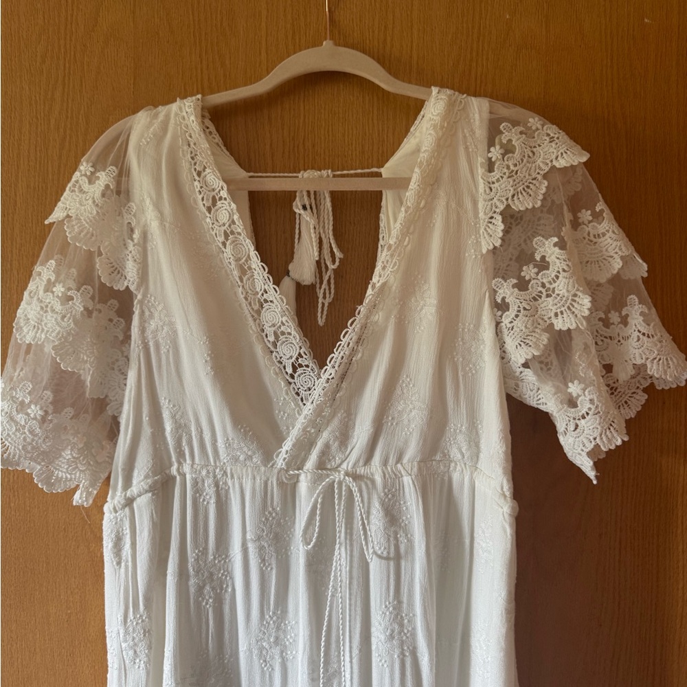 Bohme Ivory Lace V-Neck Dress